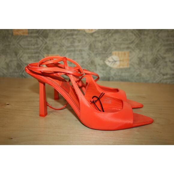 New Zara Orange Fabric Open Toe Slingbacks 42 / 11 - Picture 1 of 5